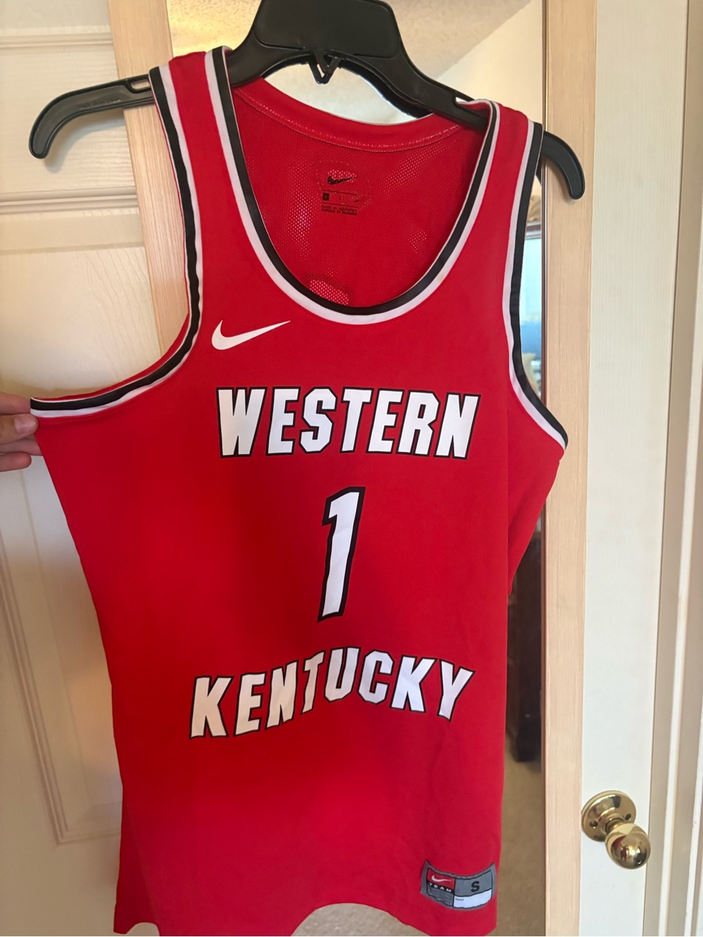 Nike Red Western Kentucky #1 Basketball Jersey with White and Black Trim